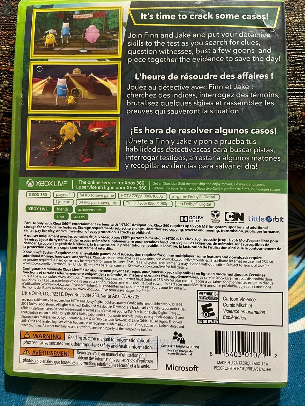 Adventure Time: Finn & Jake Investigations - Yellow Xbox 360 Game by